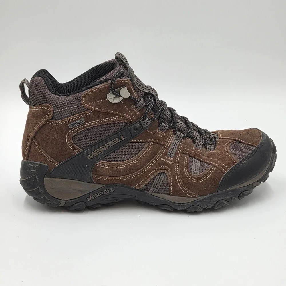 Merrell Yokota Mid Waterproof Hiking Boots Mens 10 Dark Earth Brown J086744